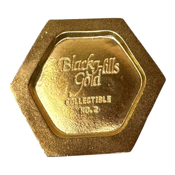 Black Hills Gold Jewelry Trinket Box No. 2 Hexagon Pink Rose Inlaid Gemstone - Picture 4 of 8